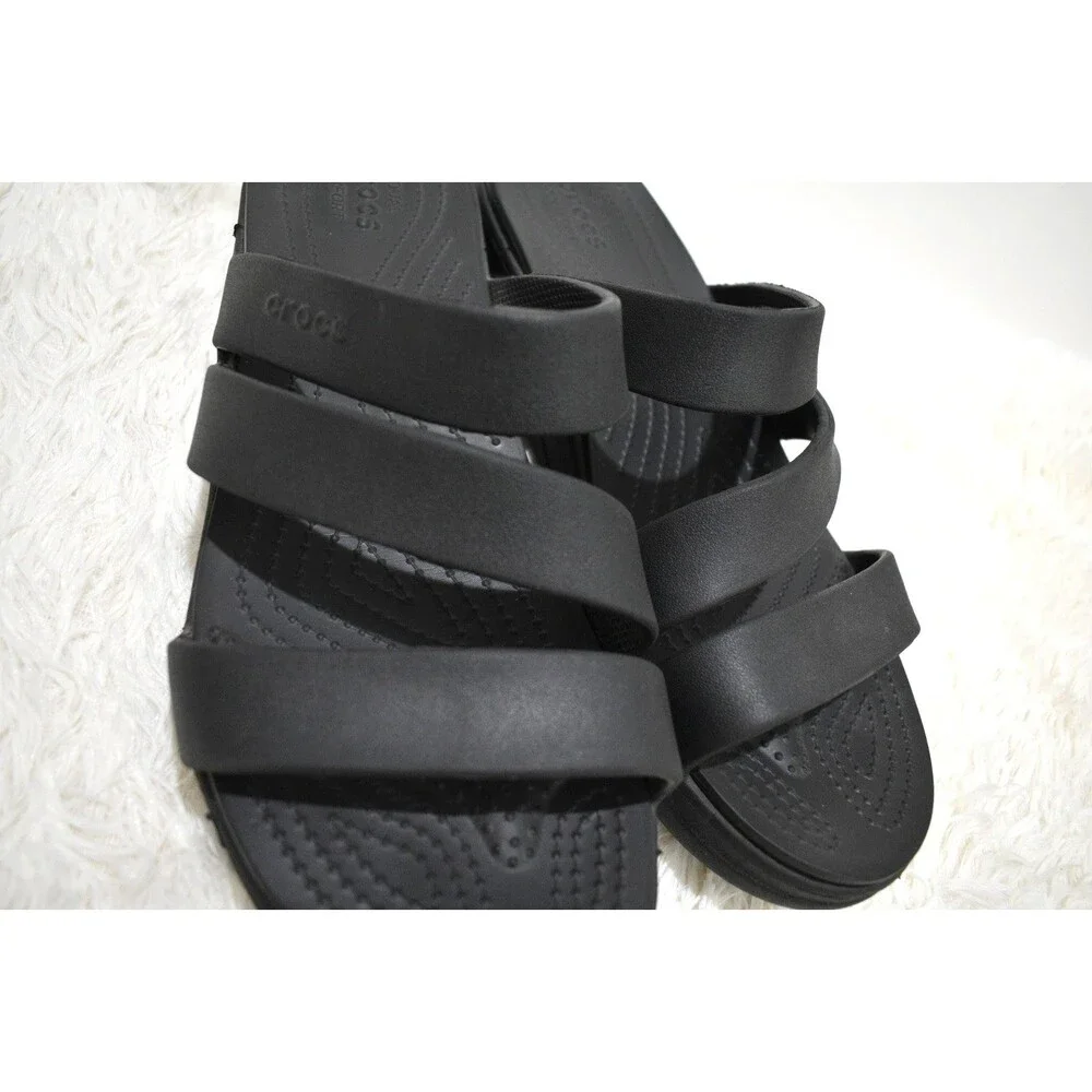 Crocs Getaway Sandal Women's Size 13 Black Triple Strap Slides Casual Shoe Flat